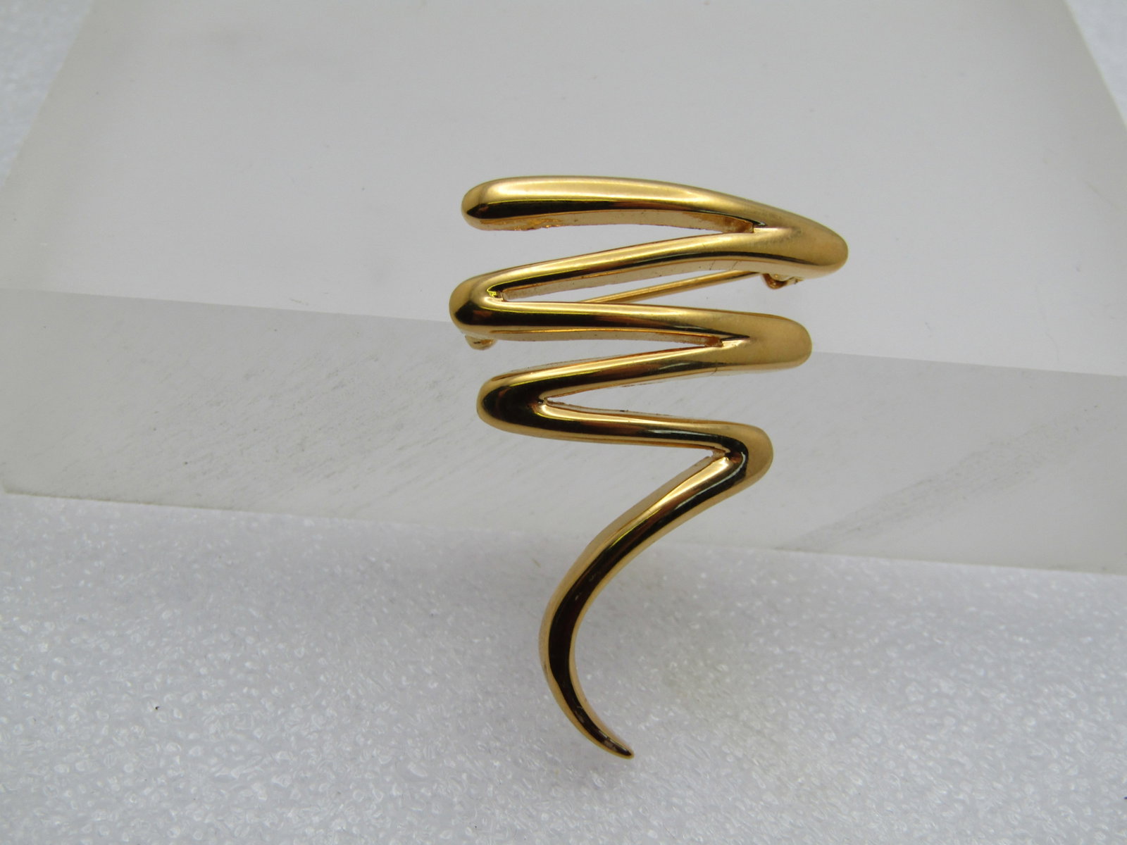 Vintage Gold Tone Scribble Brooch, 1980's-1990's, Signed AFJ - 3