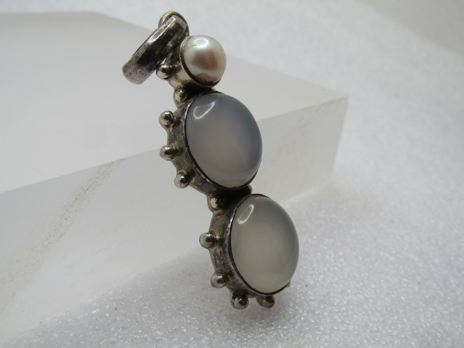 Vintage Sterling Quartz and Pearl Pendant, 1980's-1990's - 3