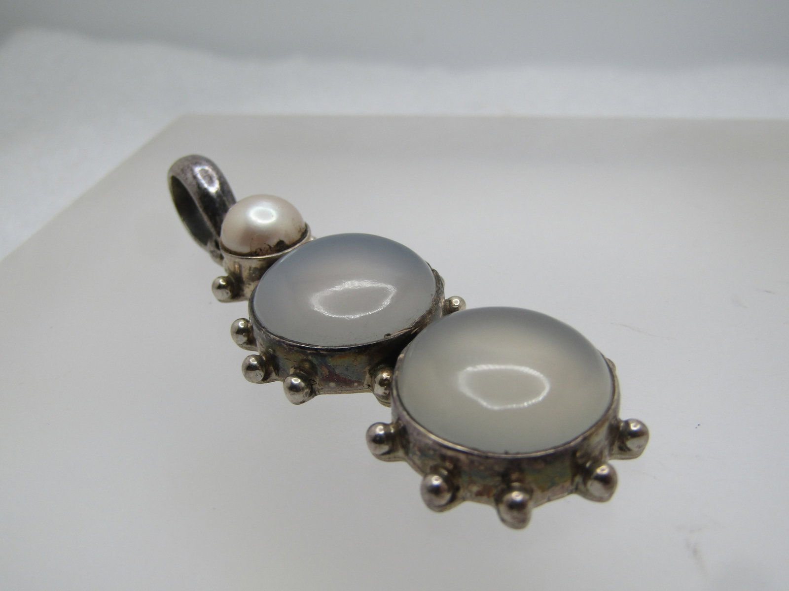 Vintage Sterling Quartz and Pearl Pendant, 1980's-1990's - 6