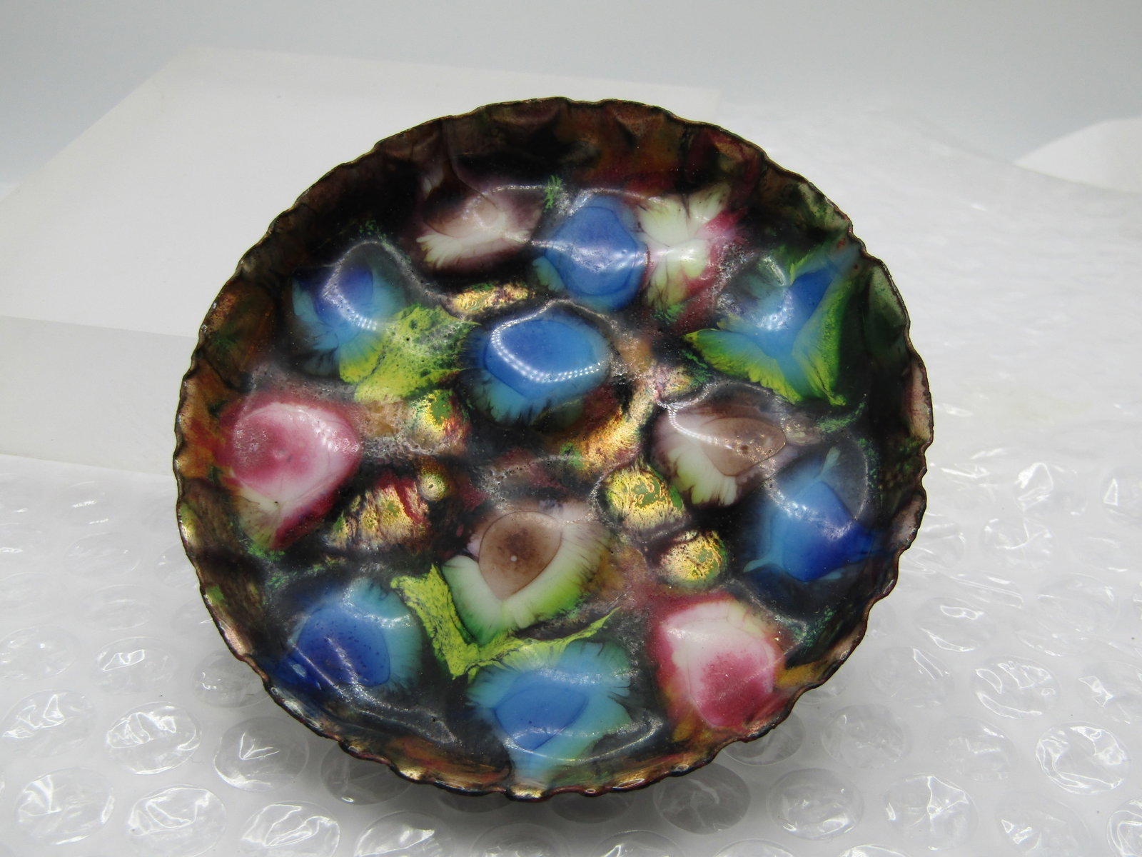 Vintage Hand made Enameled Coaster , 3.5", 1950's-1960's (1 of 6)