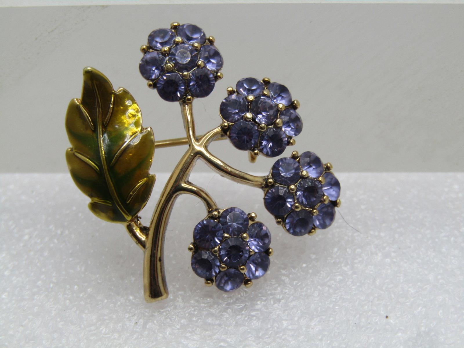 Vintage Purple Enameled Floral Stem Brooch, 1960's - 3