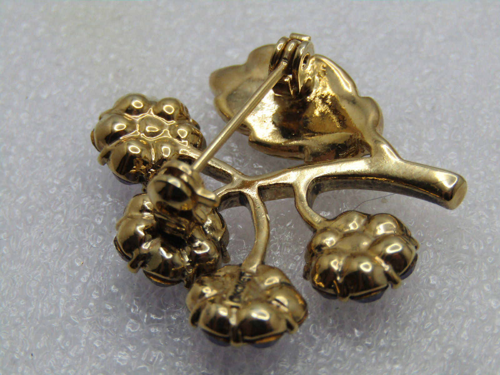 Vintage Purple Enameled Floral Stem Brooch, 1960's - 5