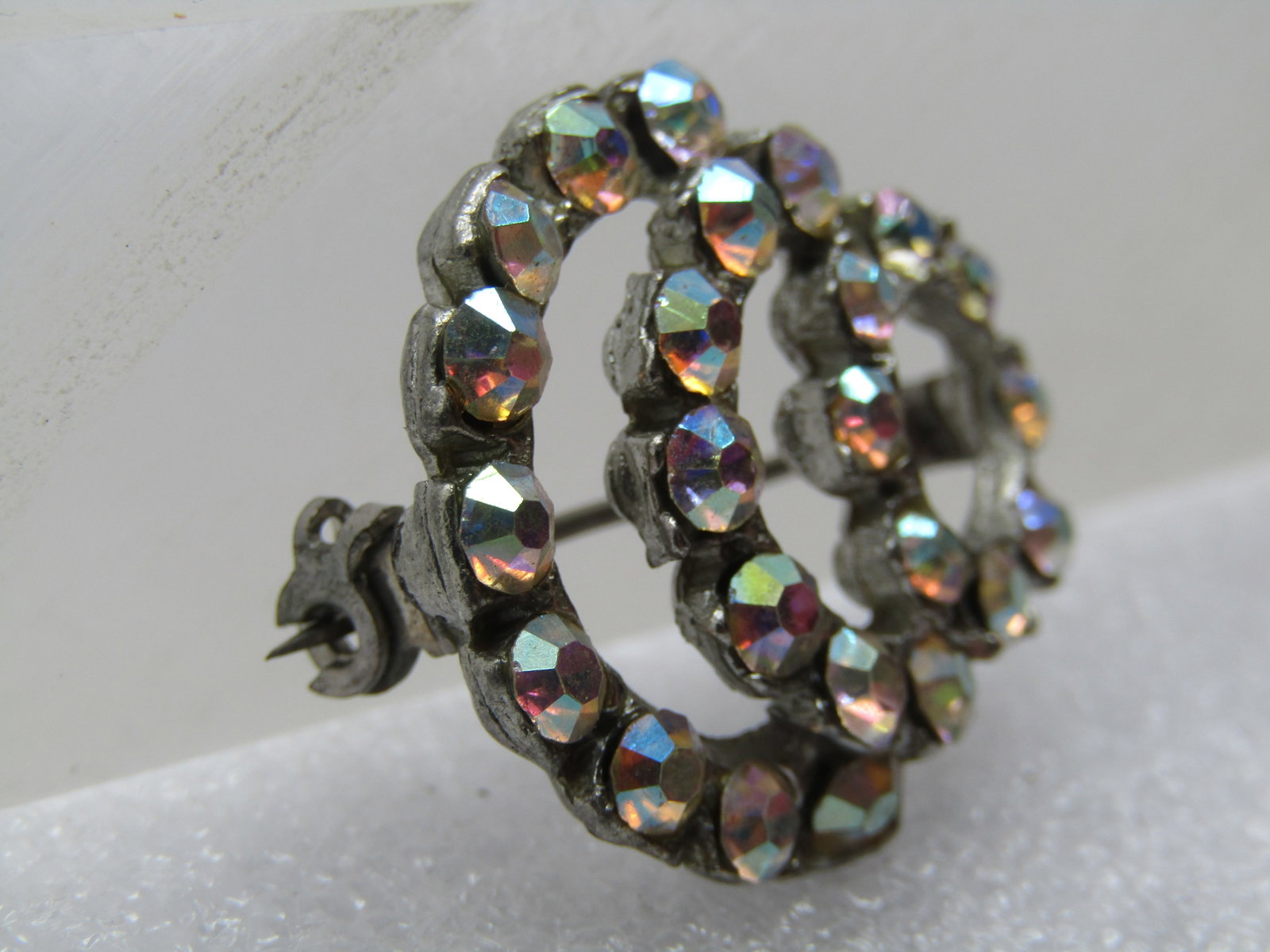 Vintage Aurora Borealis Curved Brooch, 1930's-1940's - 3