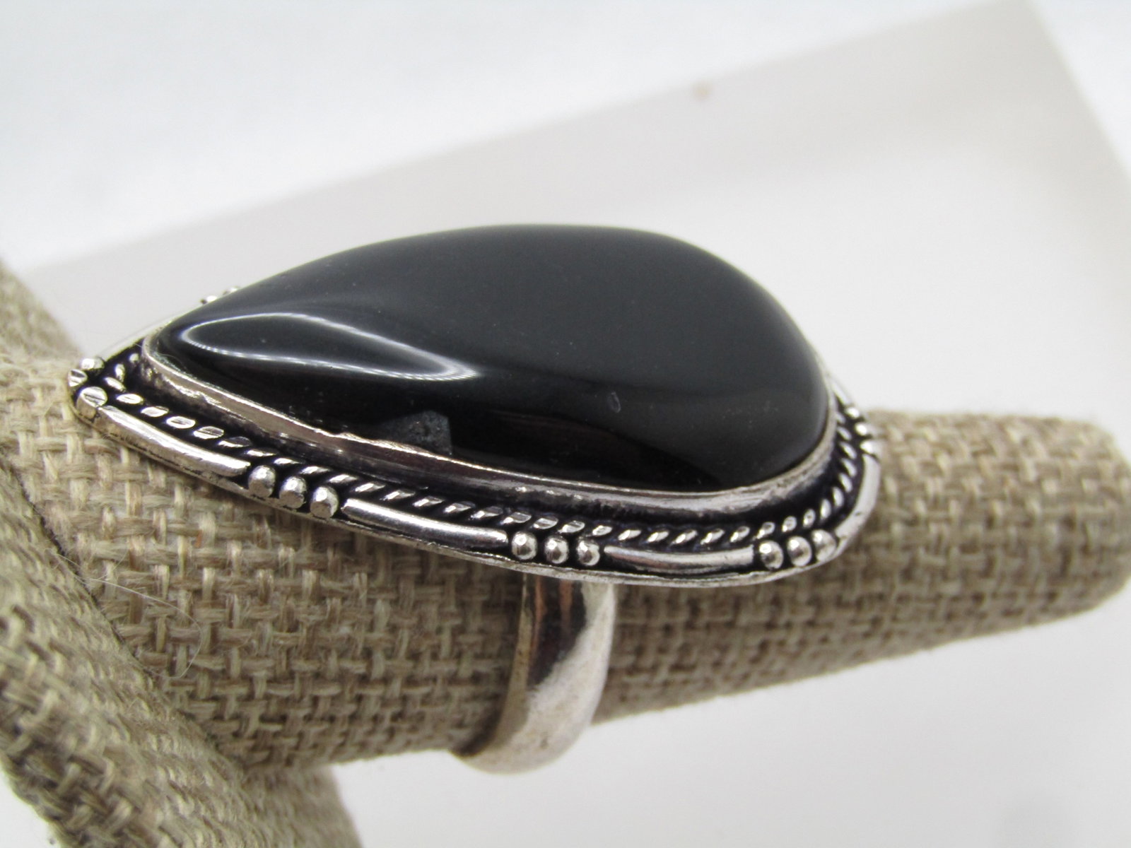 Southwestern Black Onyx Statement Ring, Sz. 10, Modern - 2