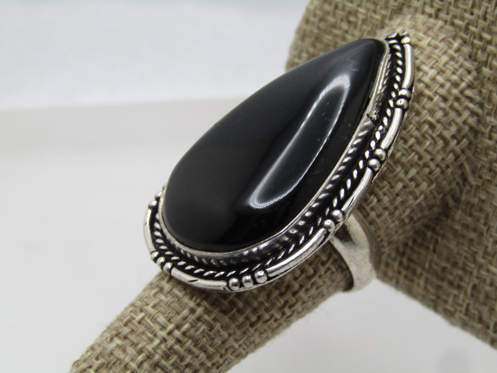 Southwestern Black Onyx Statement Ring, Sz. 10, Modern - 3