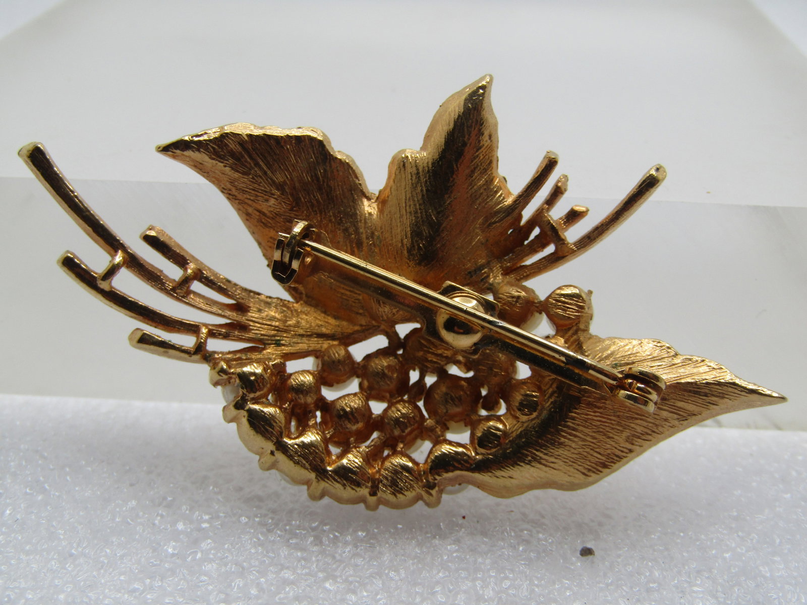 Vintage Faux Pearl Leaf Cluster Brooch, 1960's - 4