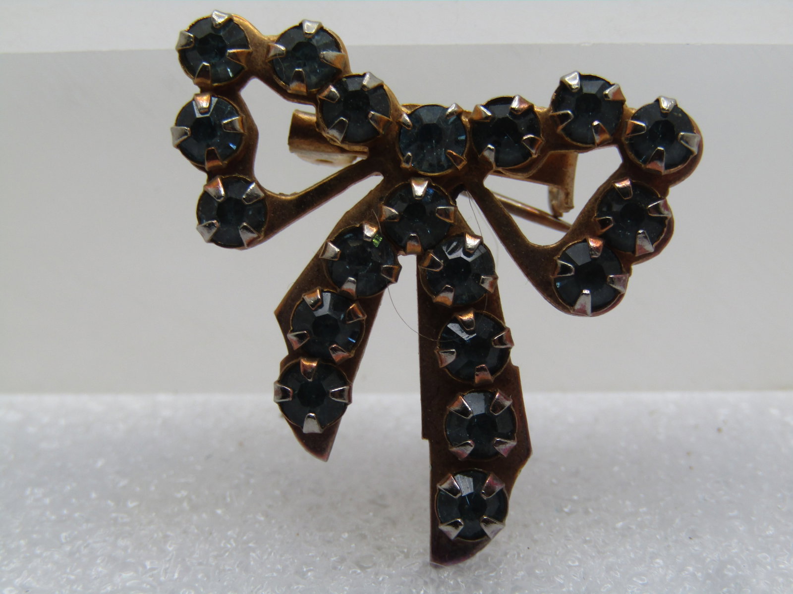 Vintage Blue Rhinestone Bow Brooch, 1940's-1950's (1 of 6)