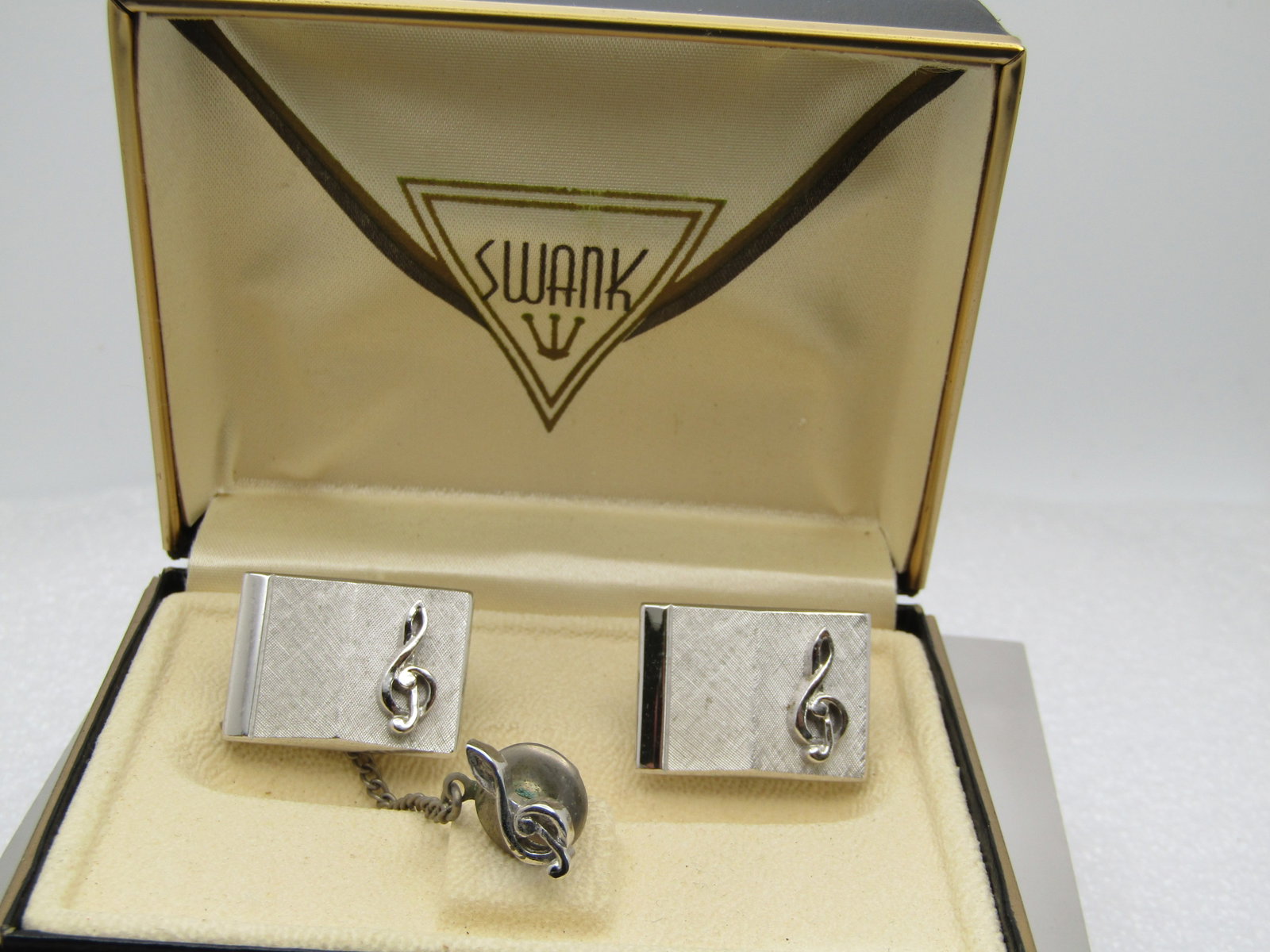 Vintage Swank Treble Clef Cufflinks/Tie Clasp Original Box, 1950's-1960's - 2