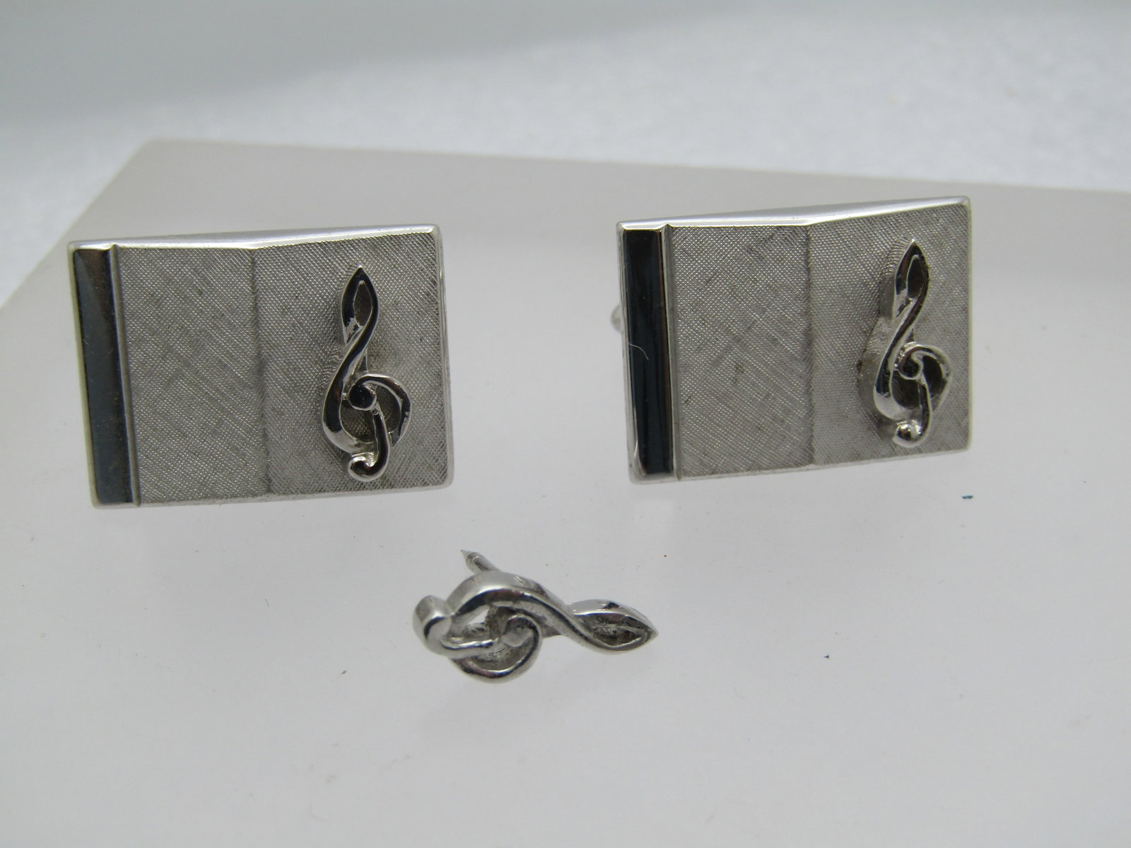 Vintage Swank Treble Clef Cufflinks/Tie Clasp Original Box, 1950's-1960's - 6