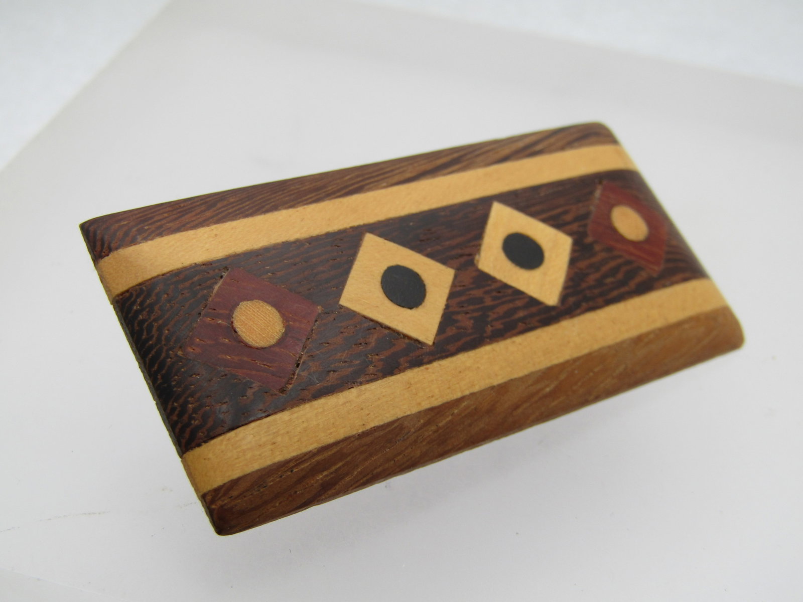 Vintage Inlaid Mixed Wood Brooch, 1970's-1980's. - 3