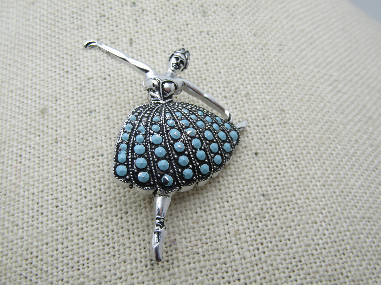 Vintage Enameled Ballet Dancer Brooch, Germany, Aluminum, 1950's-1960's, 1.75" - 2