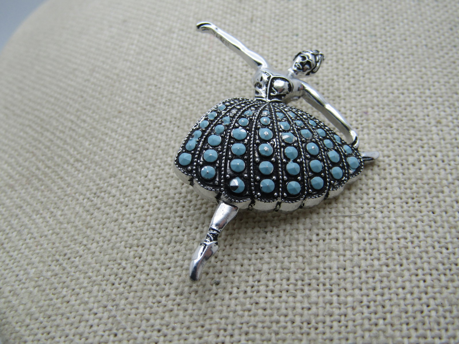 Vintage Enameled Ballet Dancer Brooch, Germany, Aluminum, 1950's-1960's, 1.75" - 5