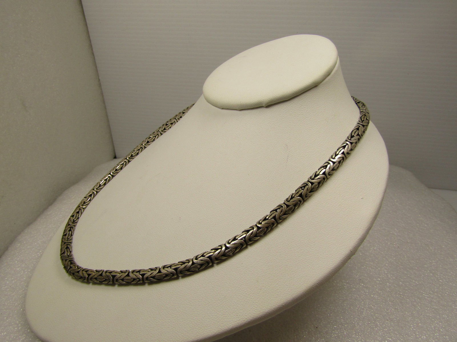 Vintage Sterling Silver 5mm Byzantine Necklace, 20" Hook Clasp. 1980's-1990's Signed BA - 2
