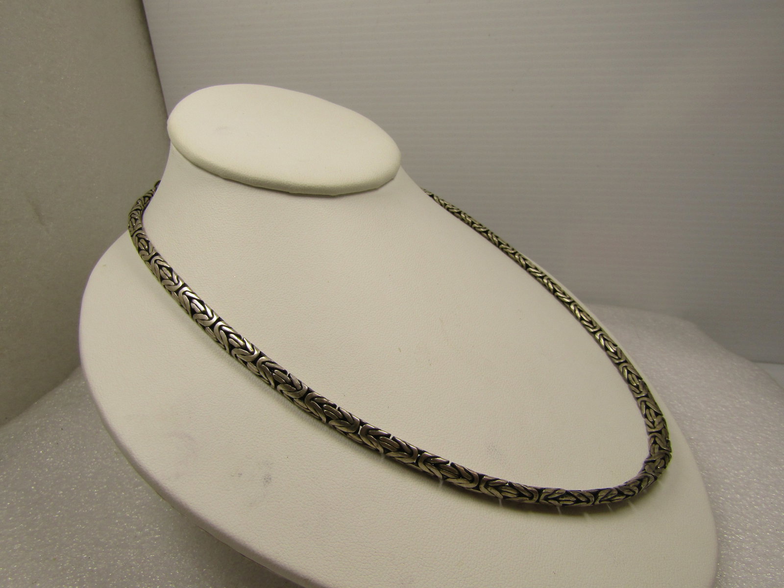 Vintage Sterling Silver 5mm Byzantine Necklace, 20" Hook Clasp. 1980's-1990's Signed BA - 3