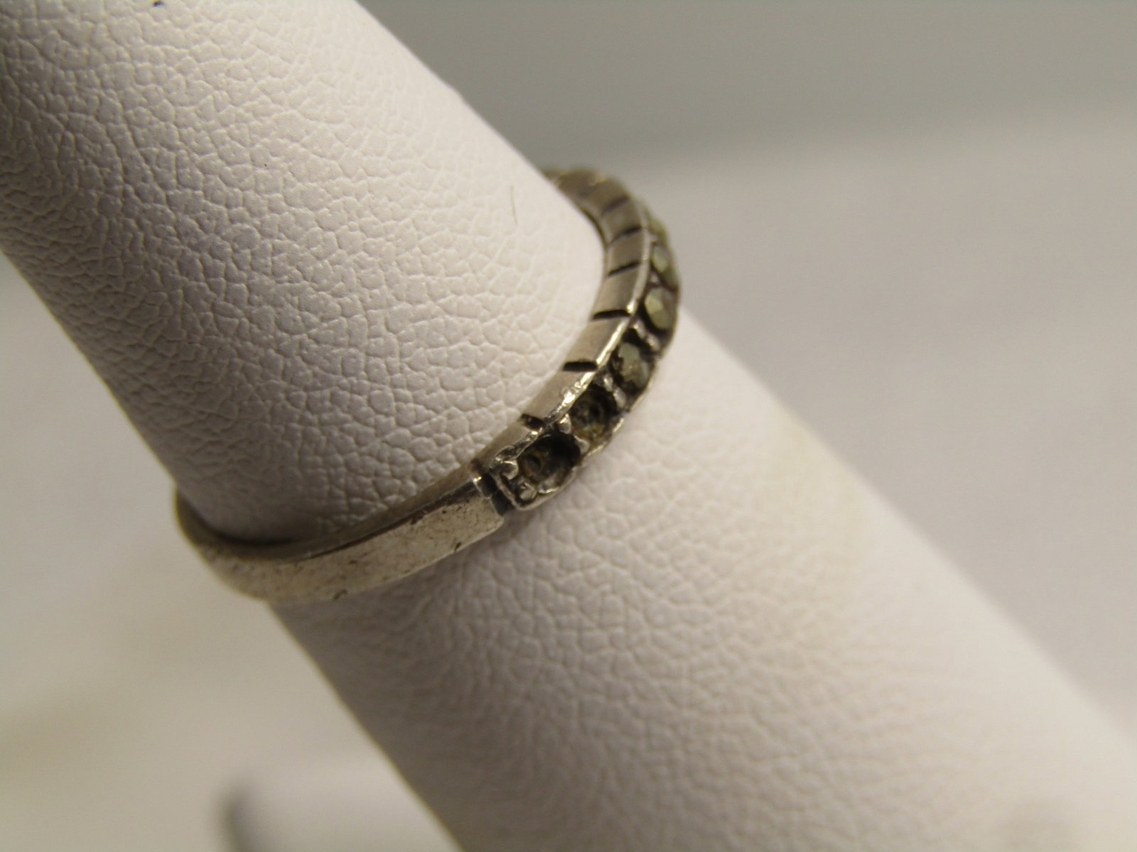 Vintage Sterling Marcasite Band Ring, Sz. 5, 1970's-1990's, Signed - 2