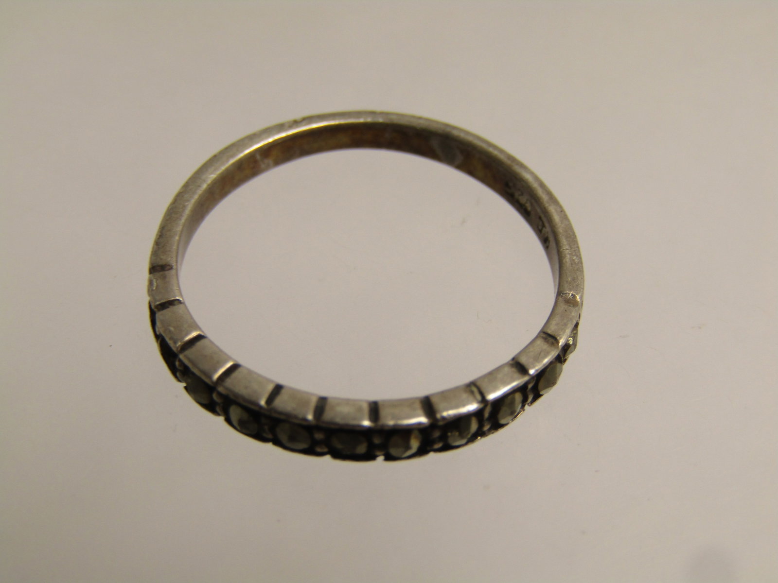 Vintage Sterling Marcasite Band Ring, Sz. 5, 1970's-1990's, Signed - 5