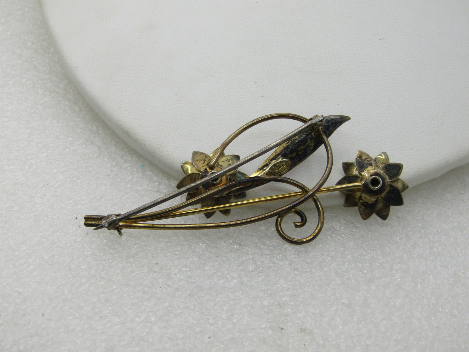 Vintage Van Dell Sterling Floral Brooch, 12kt G.F., 1940's, 2.5" - 5