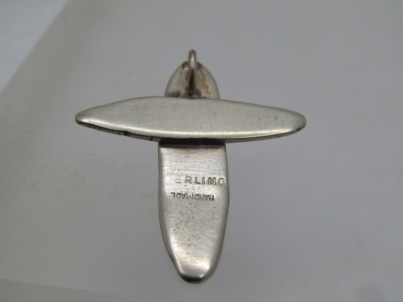 Vintage Sterling Silver Cross Pendant, Onyx Stone, Handmade, 1970's-1980's - 6