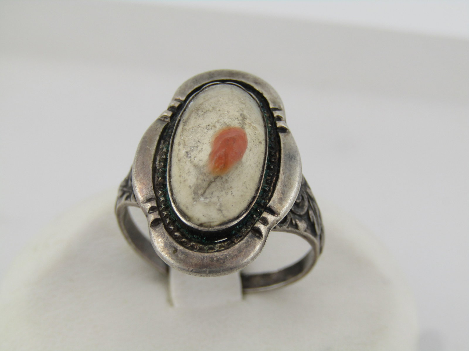 Vintage Sterling Blister Pearl Ring, Sz. 7.25, 1940's-1950's, Southwestern Style Setting. - 3