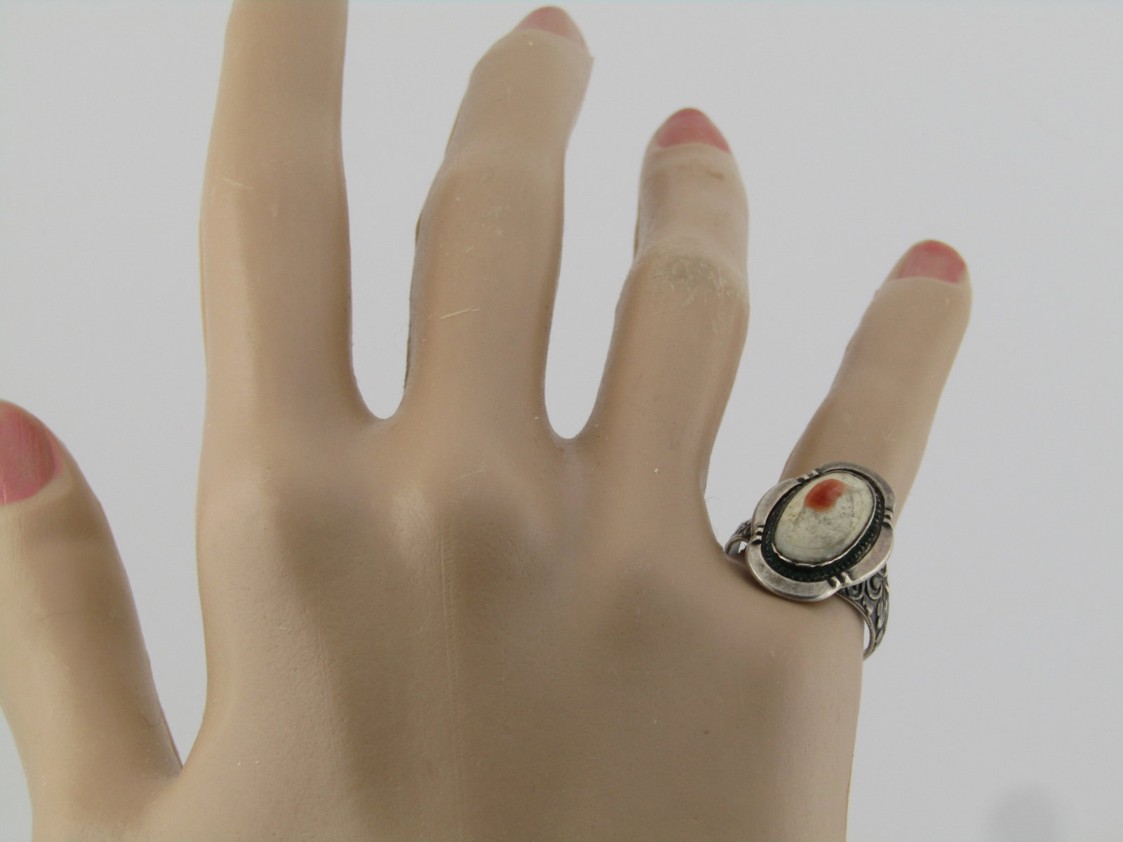 Vintage Sterling Blister Pearl Ring, Sz. 7.25, 1940's-1950's, Southwestern Style Setting. - 6