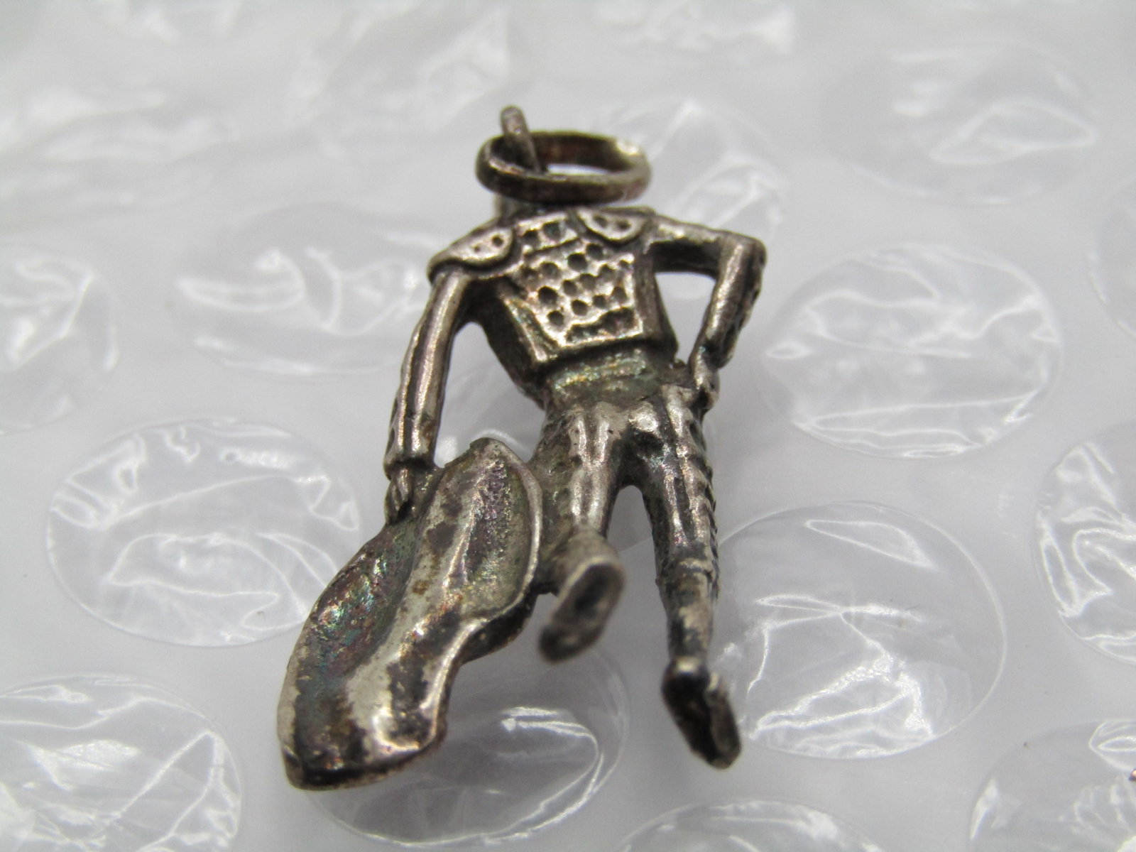 Vintage Sterling Bullfighter Charm , 1-1/8" tall, 1960's-1970's - 4