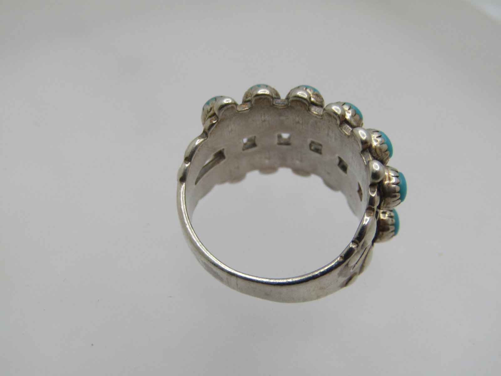Vintage Sterling Turquoise Snake Eye Ring, Sz. 4.5, Signed Juan Pedro Garcia - 4