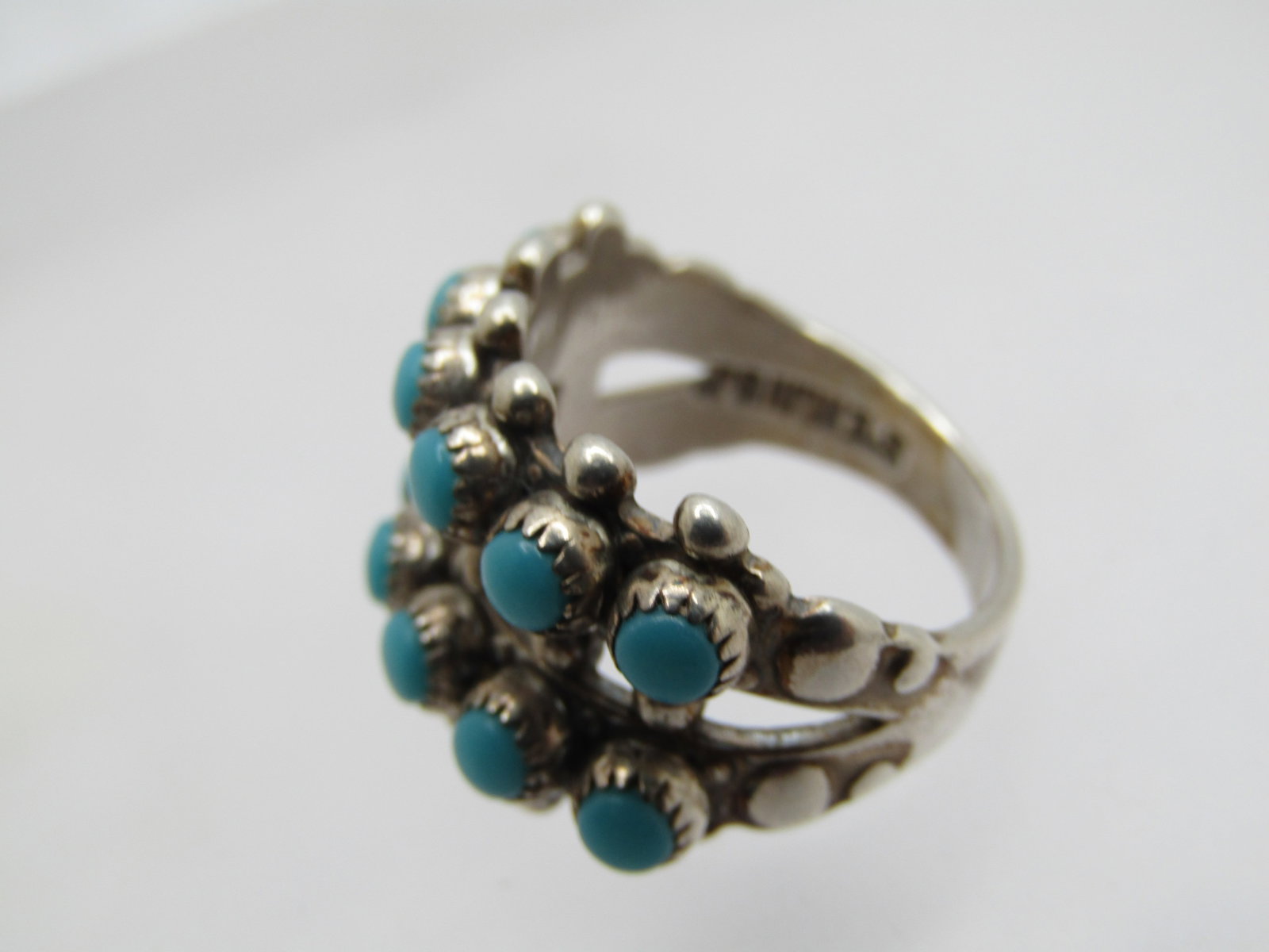 Vintage Sterling Turquoise Snake Eye Ring, Sz. 4.5, Signed Juan Pedro Garcia - 5