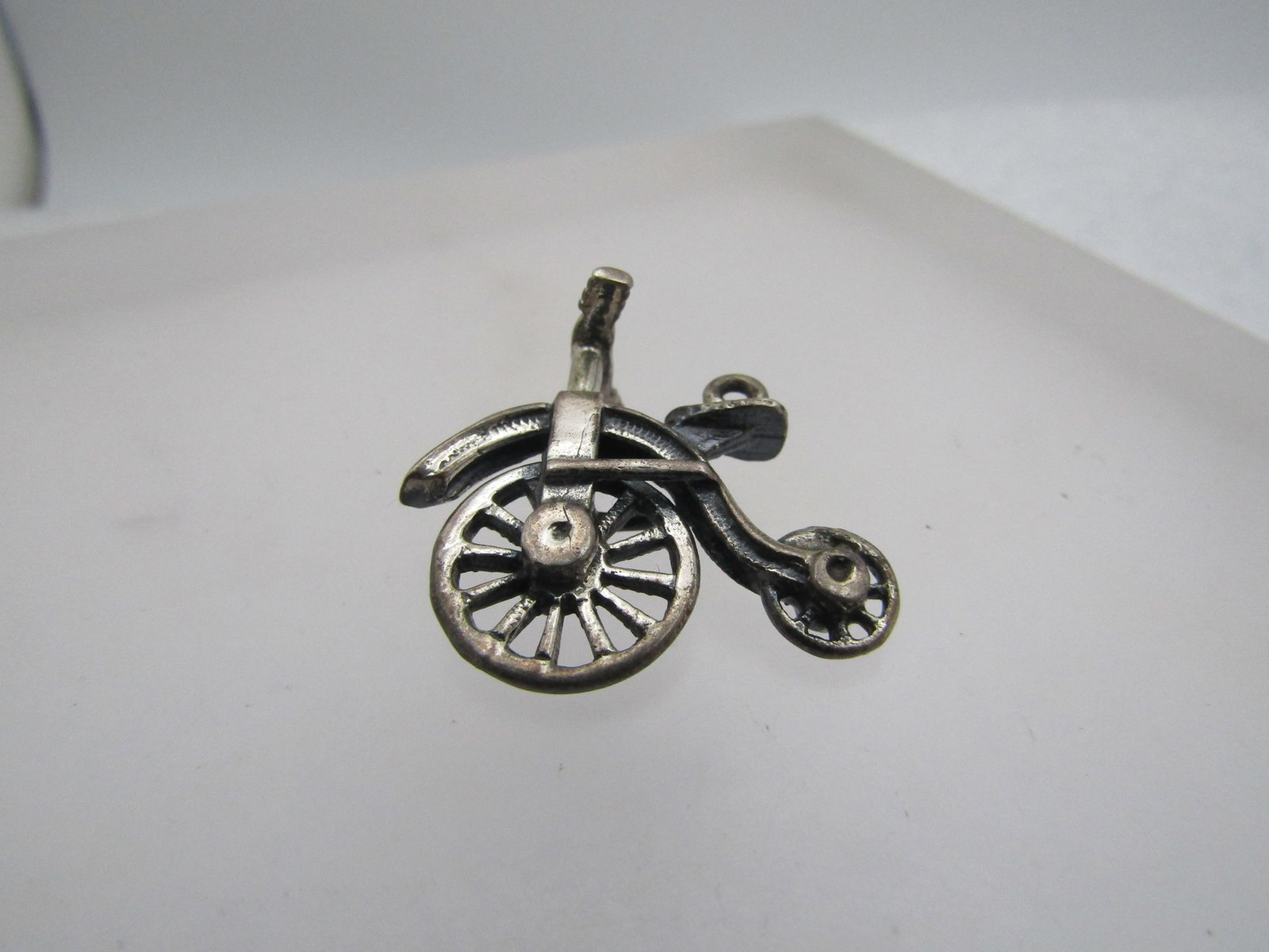 Vintage Sterling Old Time Bike Charm/Pendant, Large Front Wheel, 1940's-1950's (1 of 5)