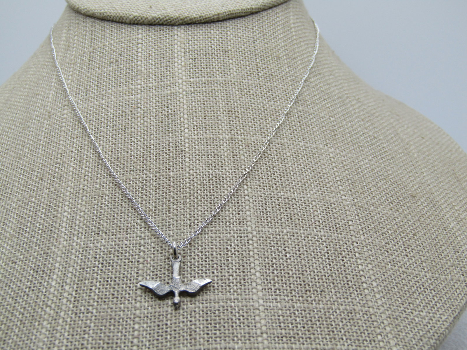 Vintage Sterling Dove of Peace Necklace 15", Signed Chapel, 1960's-1970's (1 of 6)