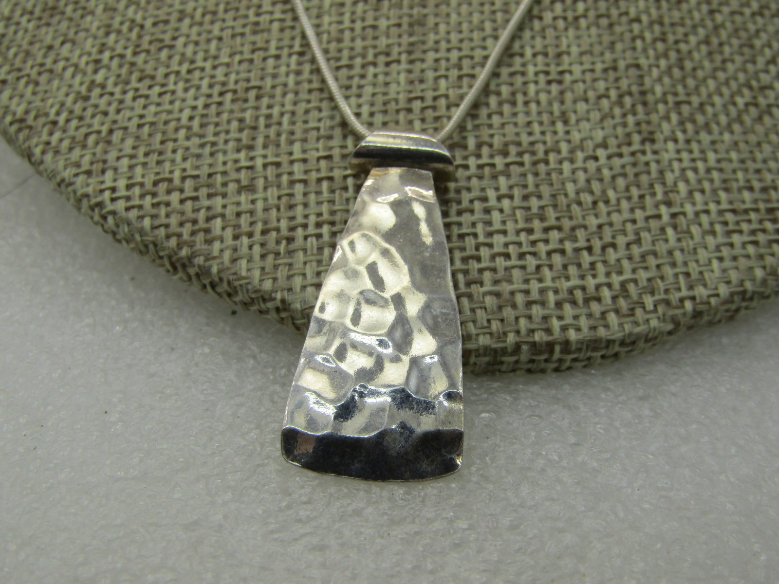 Vintage Silpada Sterling Brutalist Necklace, Hammered Pendant, 18" - 3