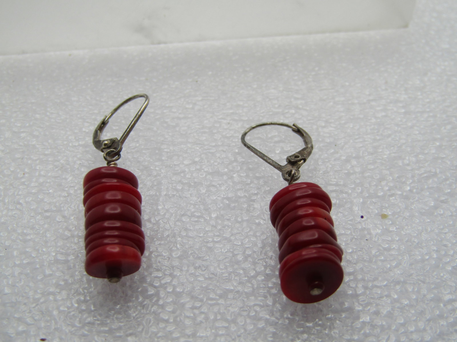 Vintage Sterling Red Glass Earrings, Pierced, 1960's-1970's - 4