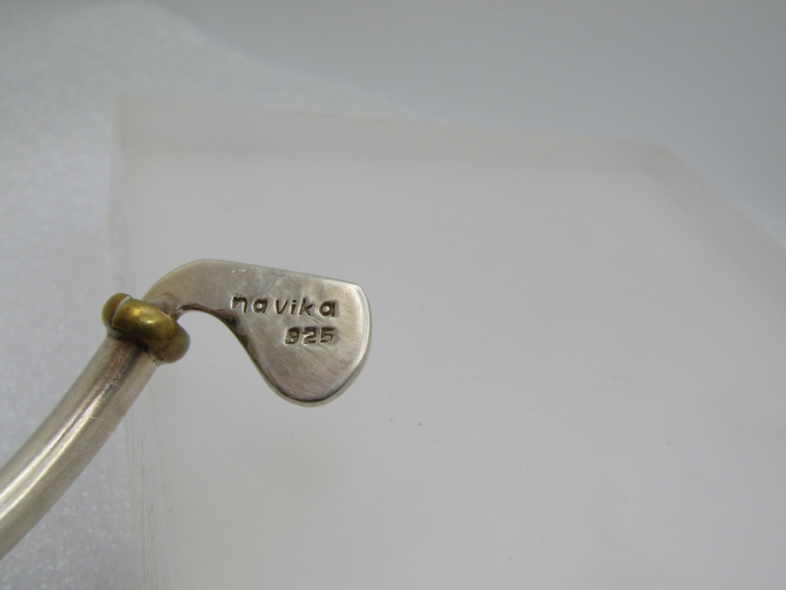 Vintage Sterling and Brass Golf Club Bracelet, Bangle , 6.75", Navika - 6