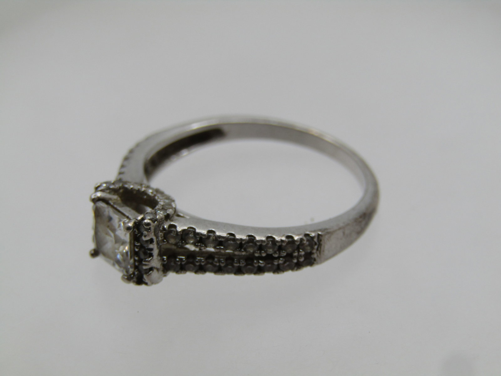 Vintage Sterling Clear Stone Ring. Sz. 8.5, Signed DL, 1990's - 4