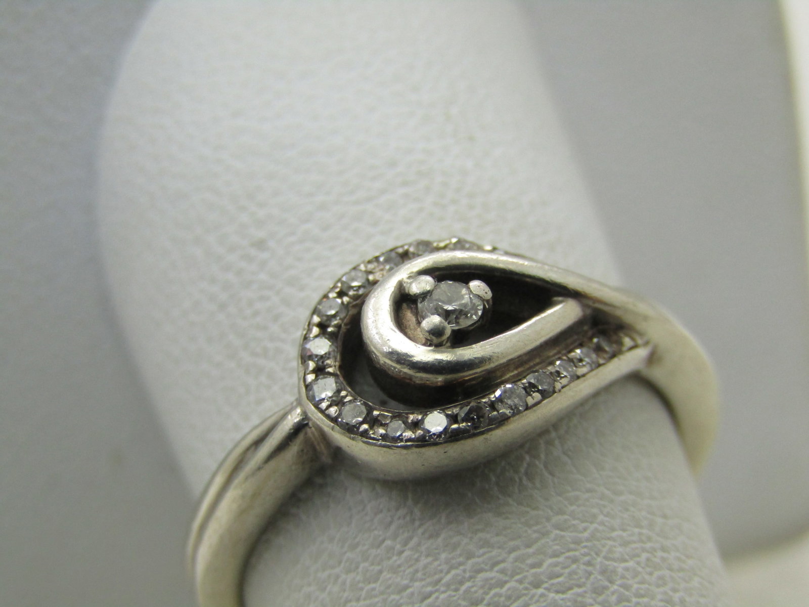 Vintage Sterling Silver Diamond Ring, Wrapped Halo, Sz. 9.5 - 2