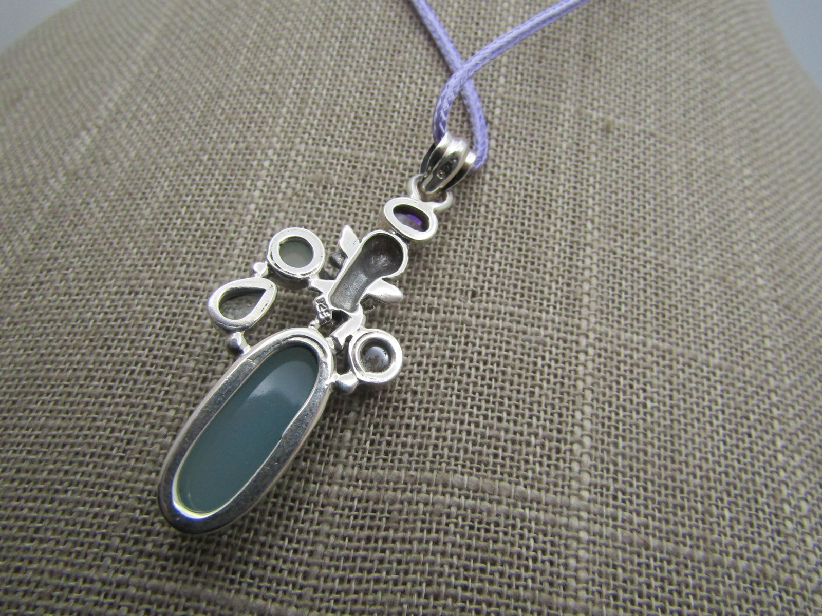 Sterling Silver Angel/Cherub, Amethyst Mixed Stone Necklace. 18"-20" - 4