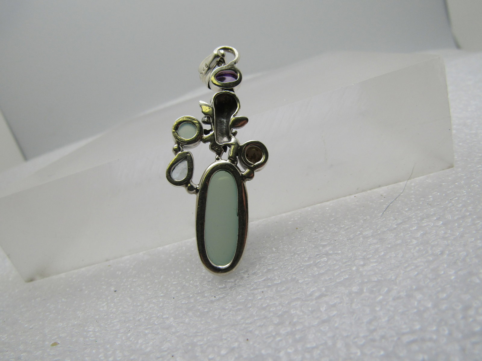 Sterling Silver Angel/Cherub, Amethyst Mixed Stone Necklace. 18"-20" - 6