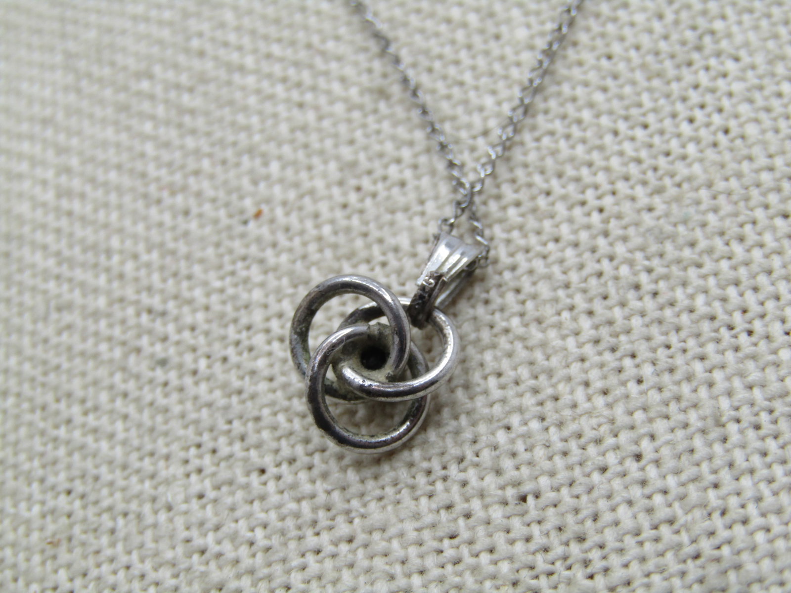 Vintage Sterling Love Knot Necklace, Green Rhinestone, 21", 1960's-1970's, Signed J. Felice. The - 4