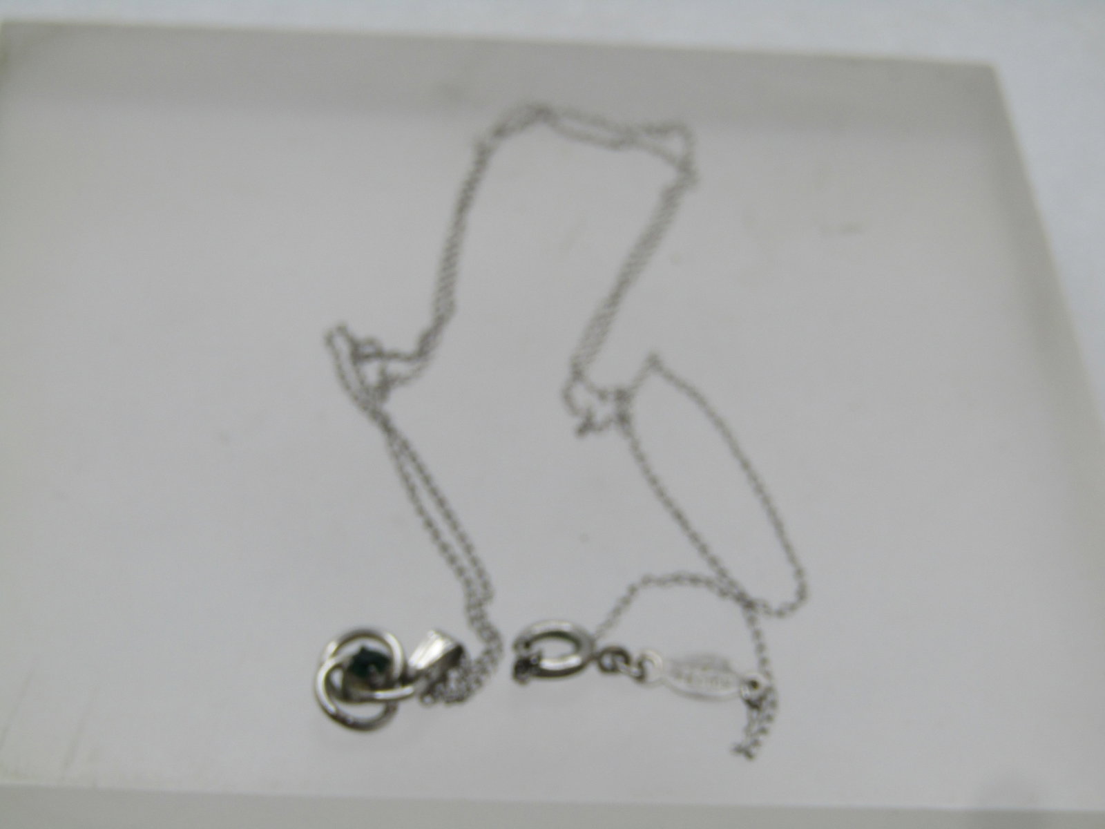 Vintage Sterling Love Knot Necklace, Green Rhinestone, 21", 1960's-1970's, Signed J. Felice. The - 6