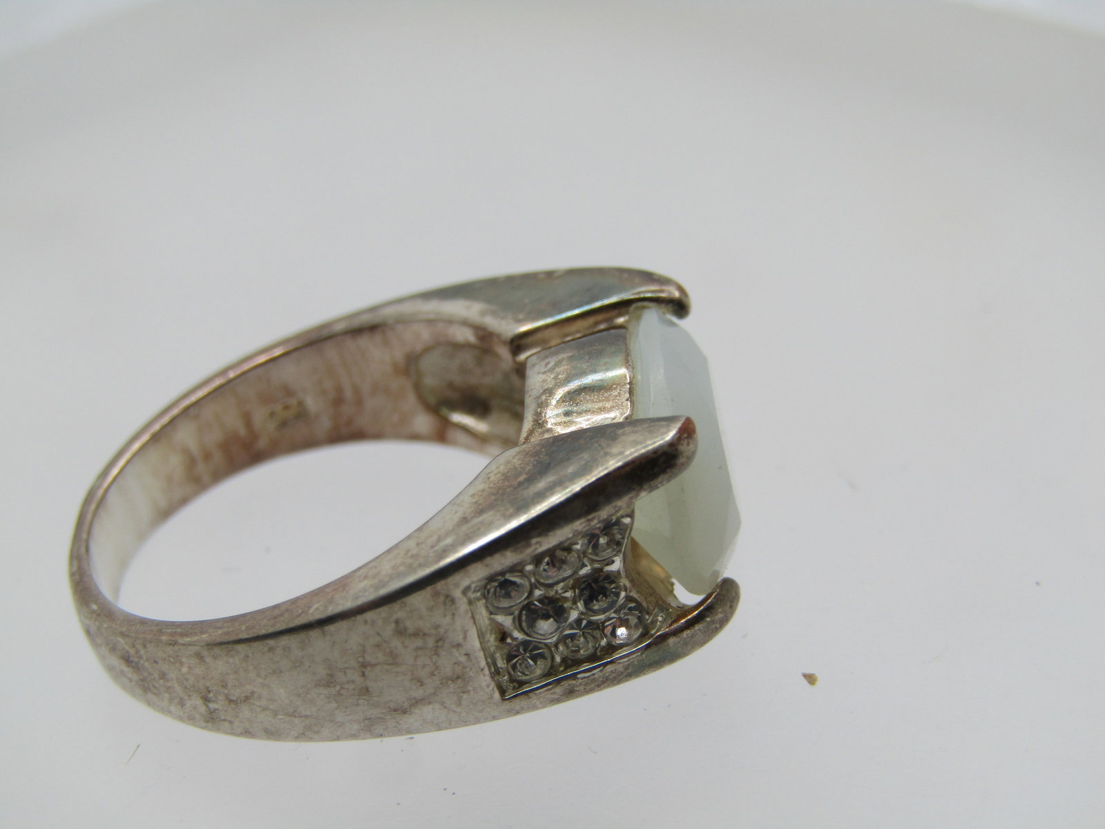 Vintage Silver Plated Faux Opal CZ Ring, Sz. 8.5. 1980's-1990's - 5