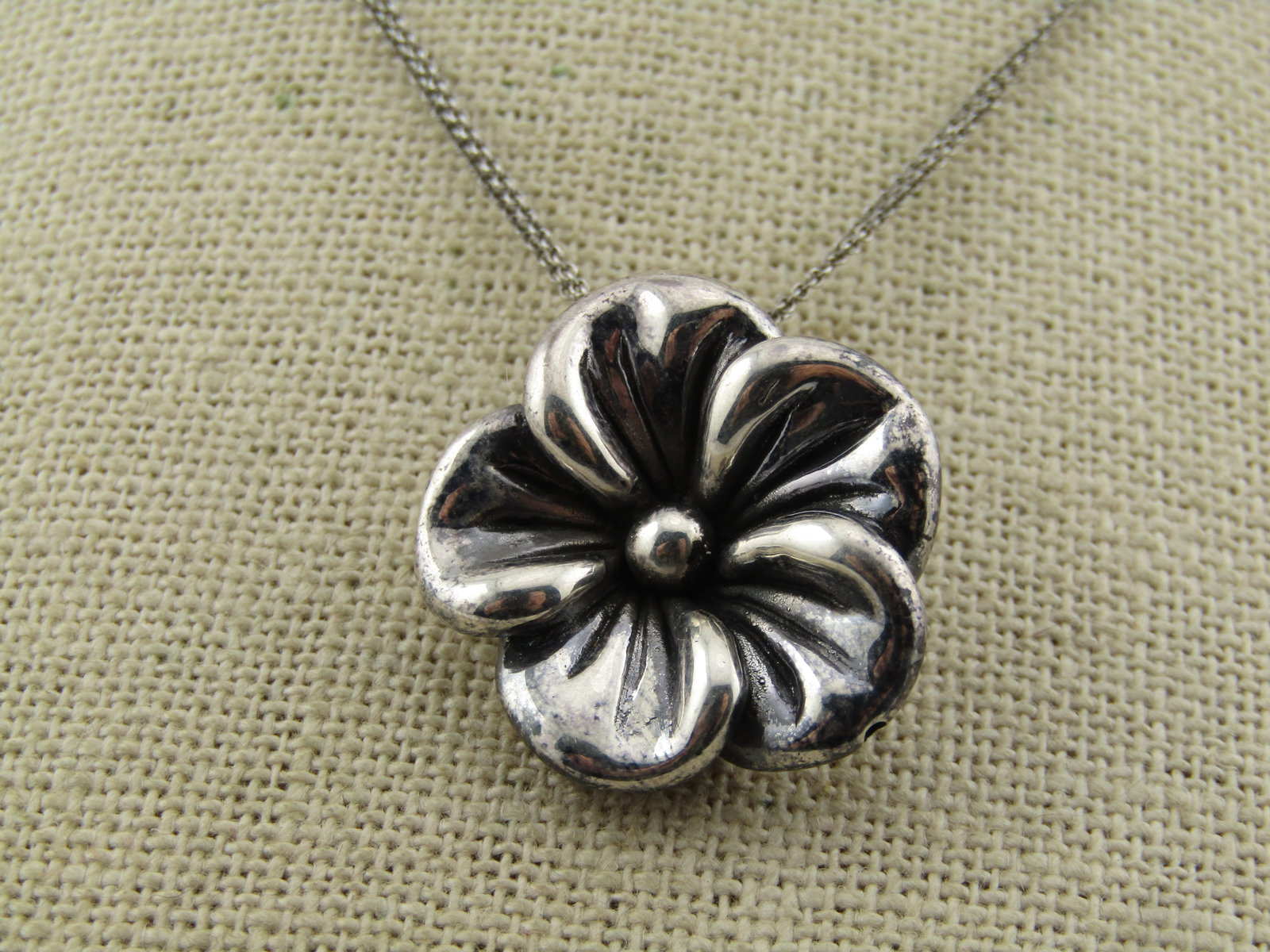 Vintage Sterling Blossom Necklace, Double Strand, 18", 1980's - 2