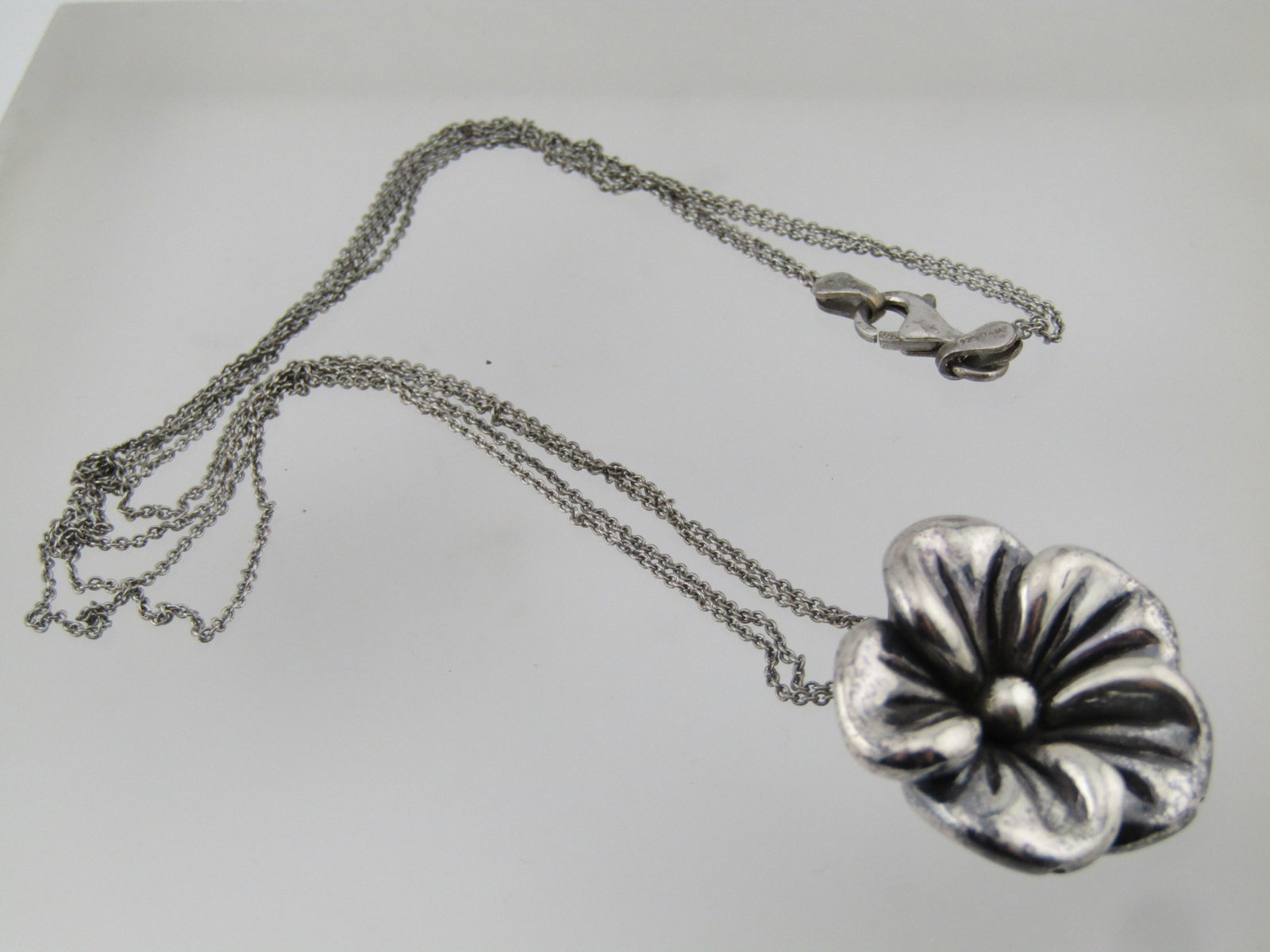 Vintage Sterling Blossom Necklace, Double Strand, 18", 1980's - 4