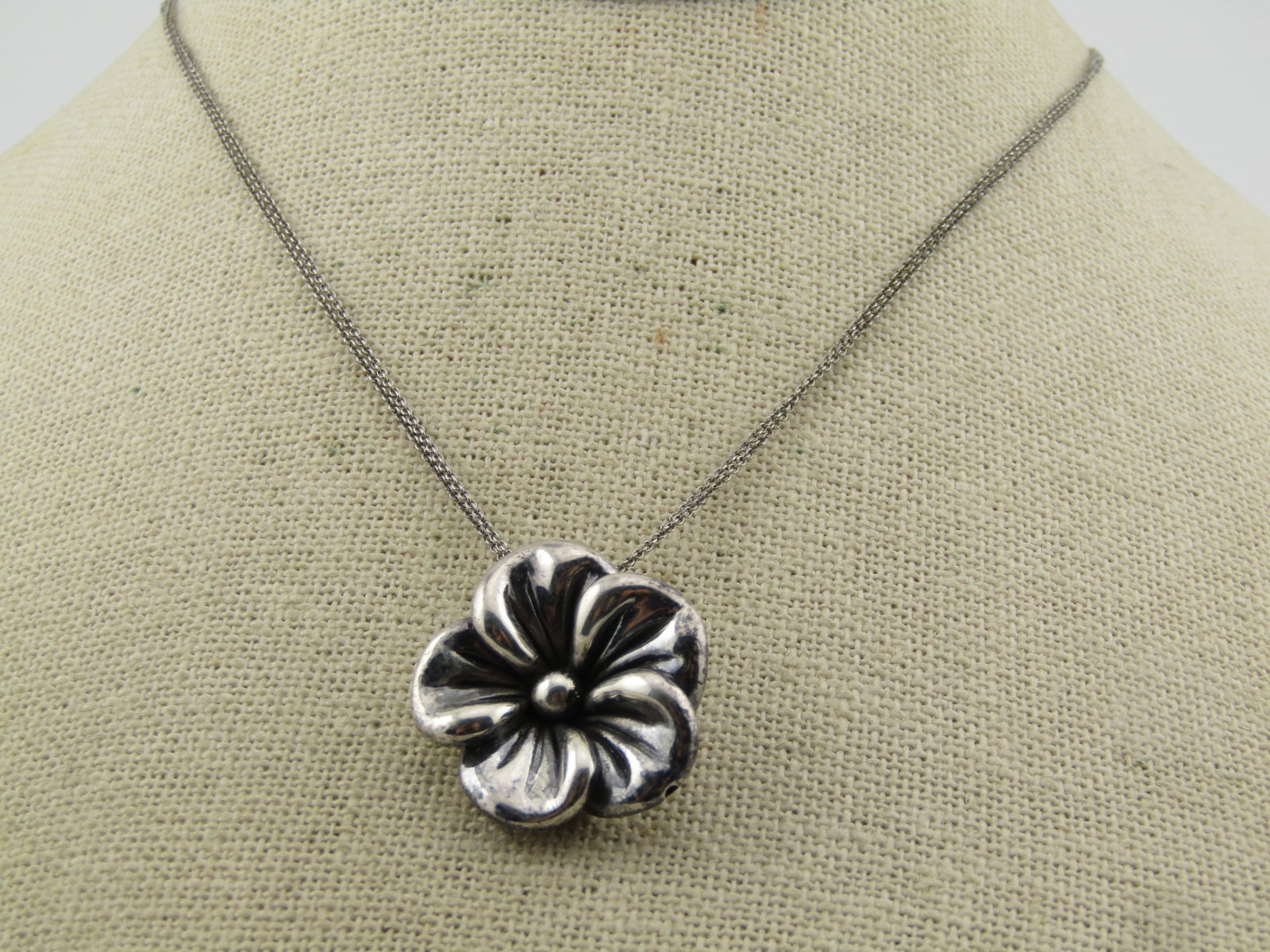 Vintage Sterling Blossom Necklace, Double Strand, 18", 1980's - 6