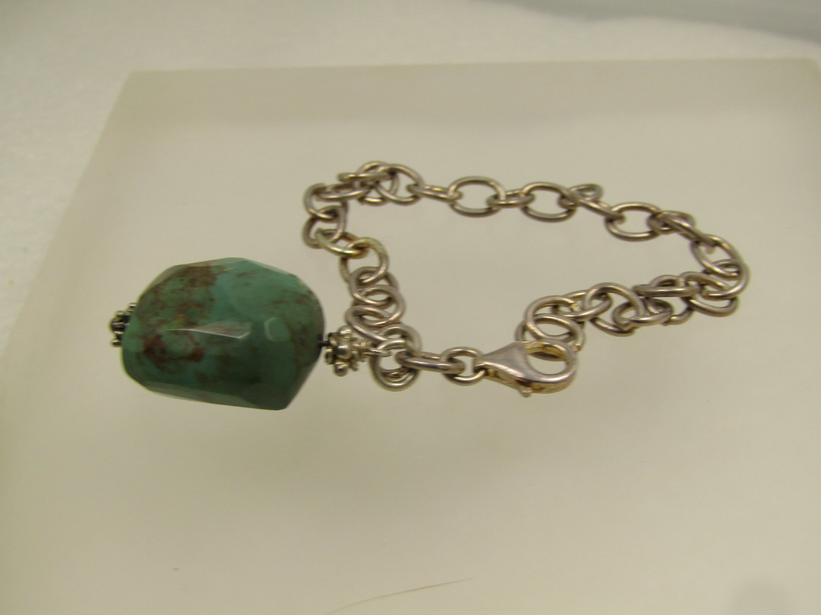 Vintage Sterling Turquoise Nugget Bracelet, 7", Southwestern Vibe, 1980's - 5