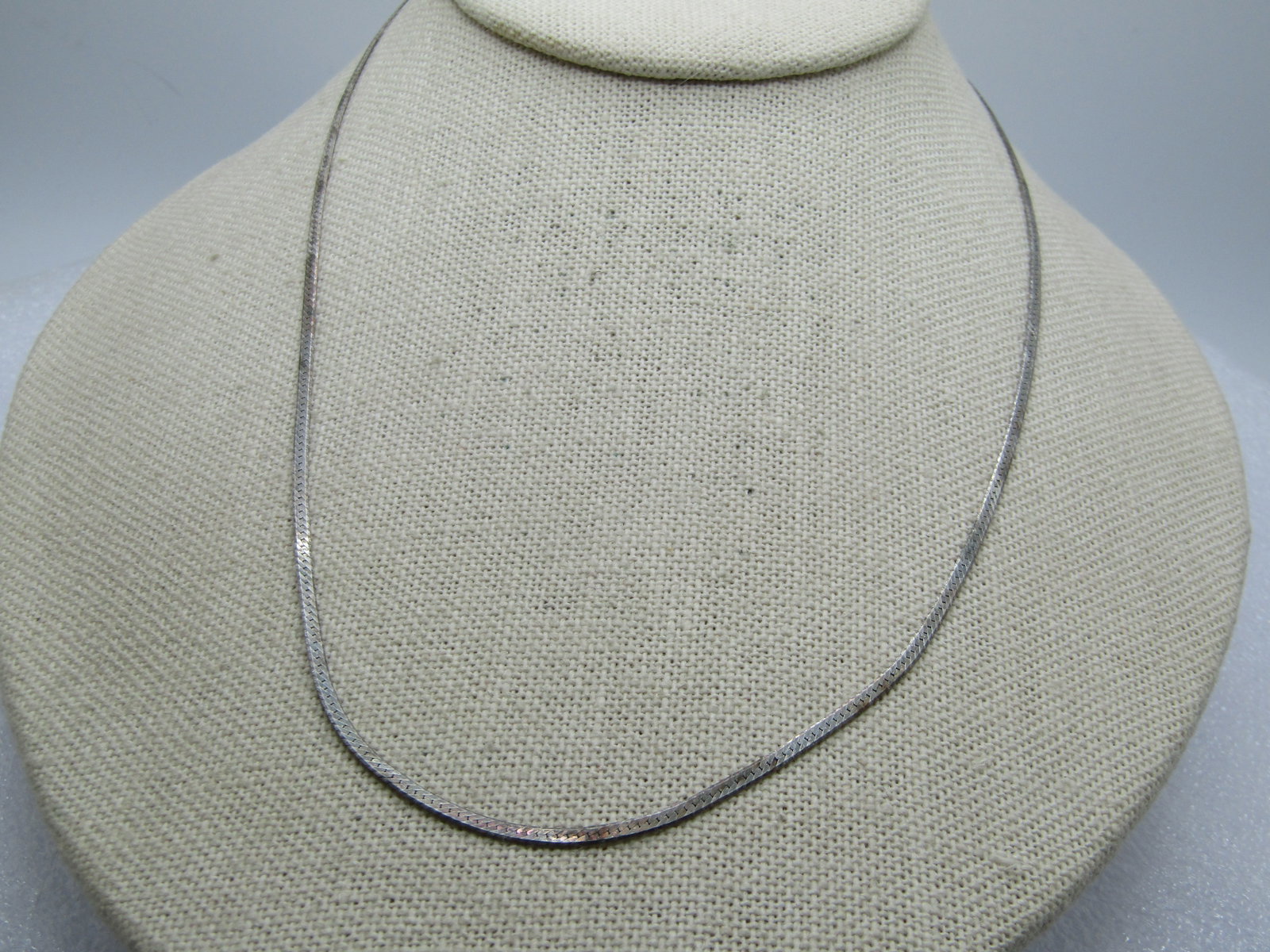 Vintage Sterling Herringbone Necklace, 18" and appx. 2mm, Italy, 1980's-1990's - 2