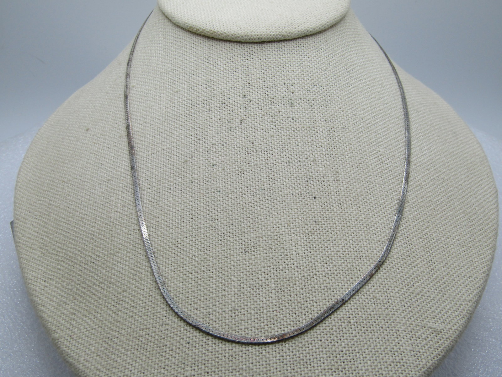 Vintage Sterling Herringbone Necklace, 18" and appx. 2mm, Italy, 1980's-1990's - 3