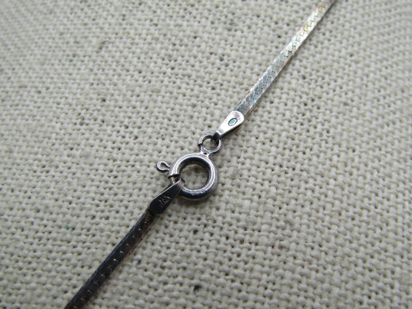 Vintage Sterling Herringbone Necklace, 18" and appx. 2mm, Italy, 1980's-1990's - 4