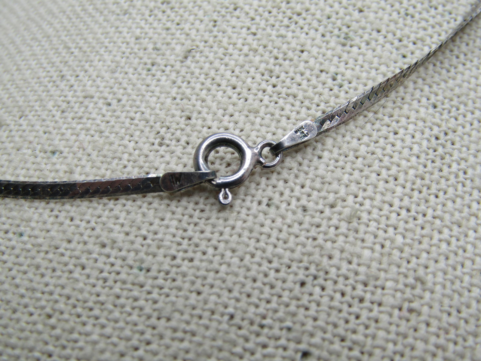 Vintage Sterling Herringbone Necklace, 18" and appx. 2mm, Italy, 1980's-1990's - 5