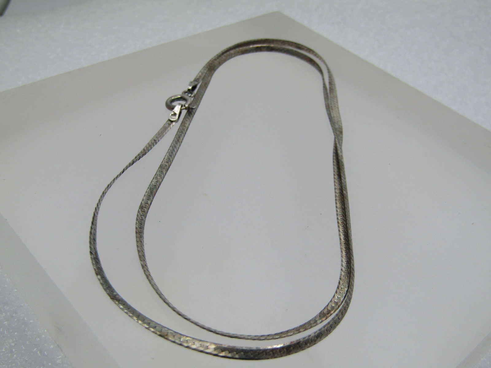 Vintage Sterling Herringbone Necklace, 18" and appx. 2mm, Italy, 1980's-1990's - 7