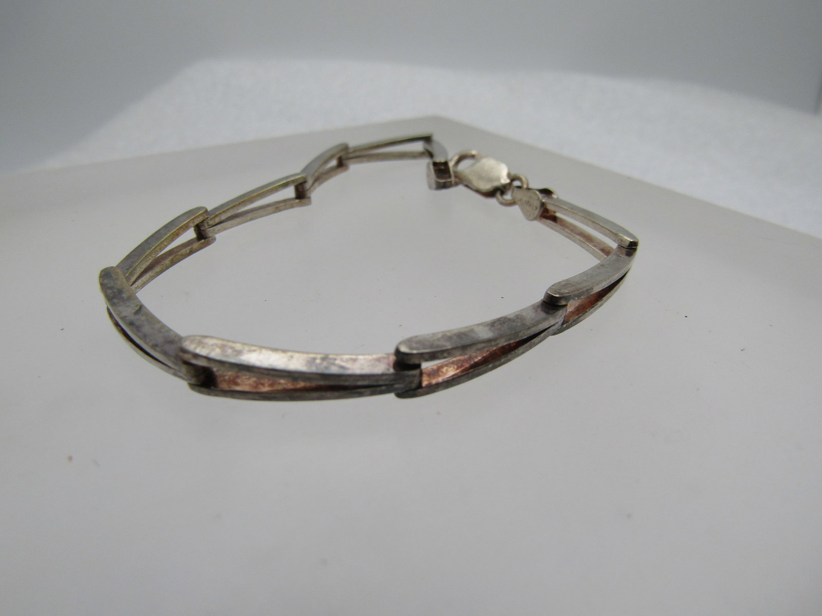 Vintage Sterling Open Long V-Link Bracelet, 7.24", Unisex, Italy, 1980's-1990's - 2
