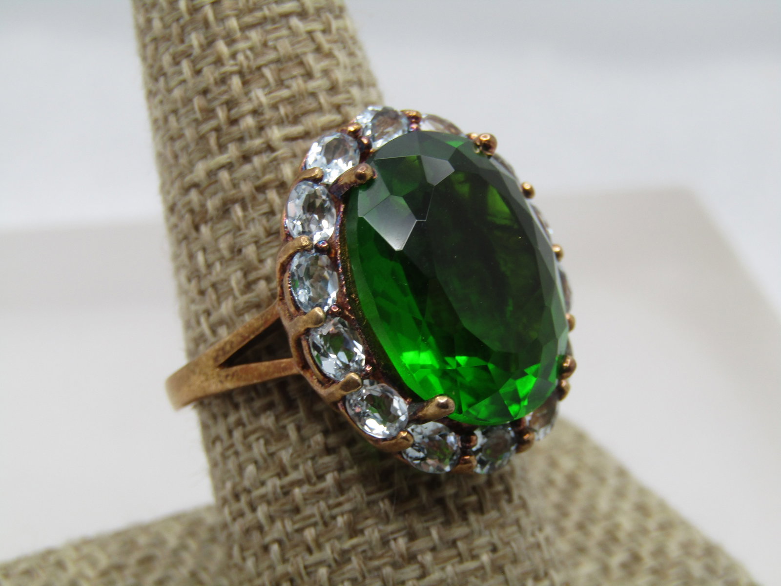 Vintage Sterling Vermeil Green and Blue Topaz Ring, Sz. 9.5, Stauer, 1990's-2000's - 2